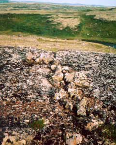 Трещины в скале, плотно закрытые камнями. Фото В.Мизина.